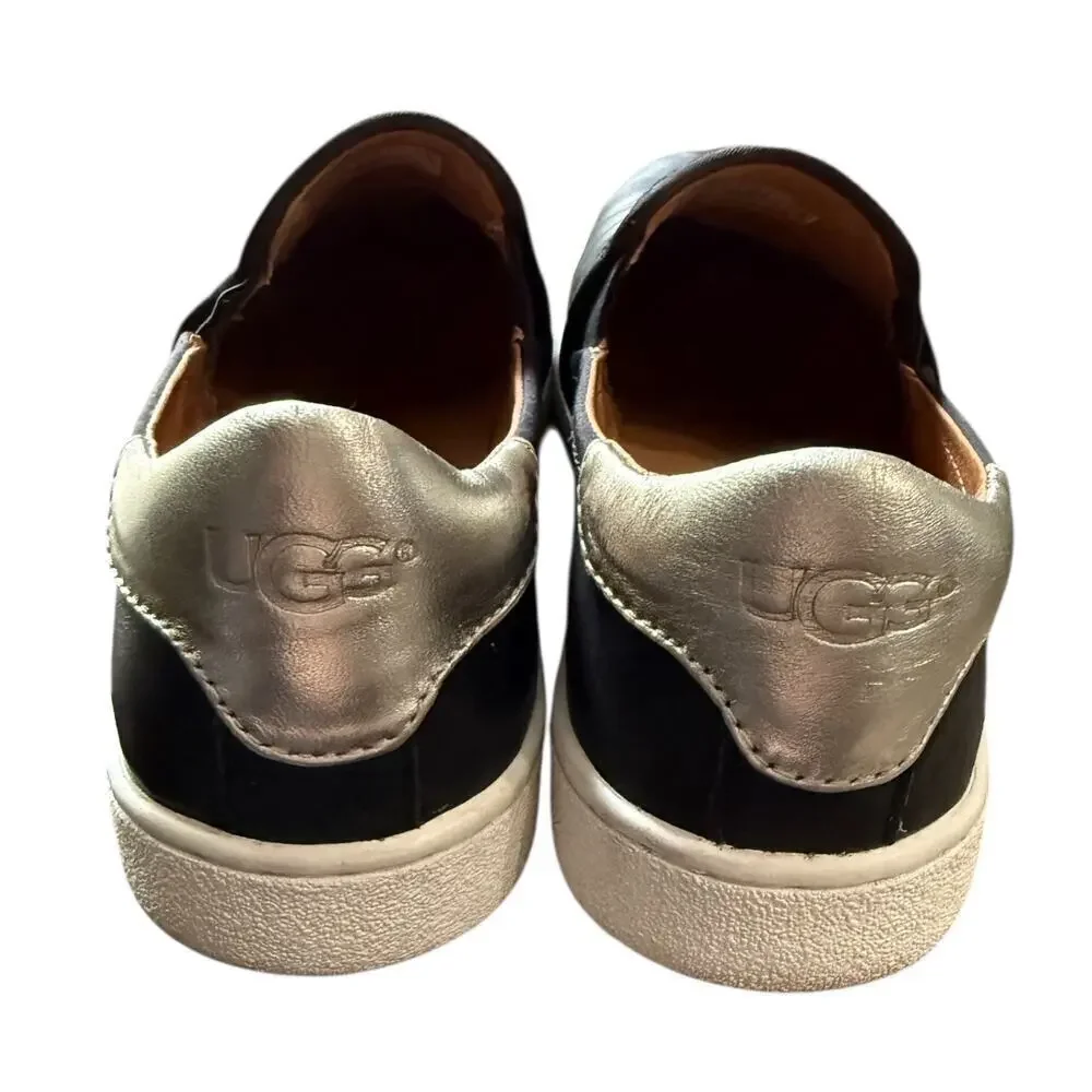 UGG Black Leather Slip-On Sneakers Size 6.5